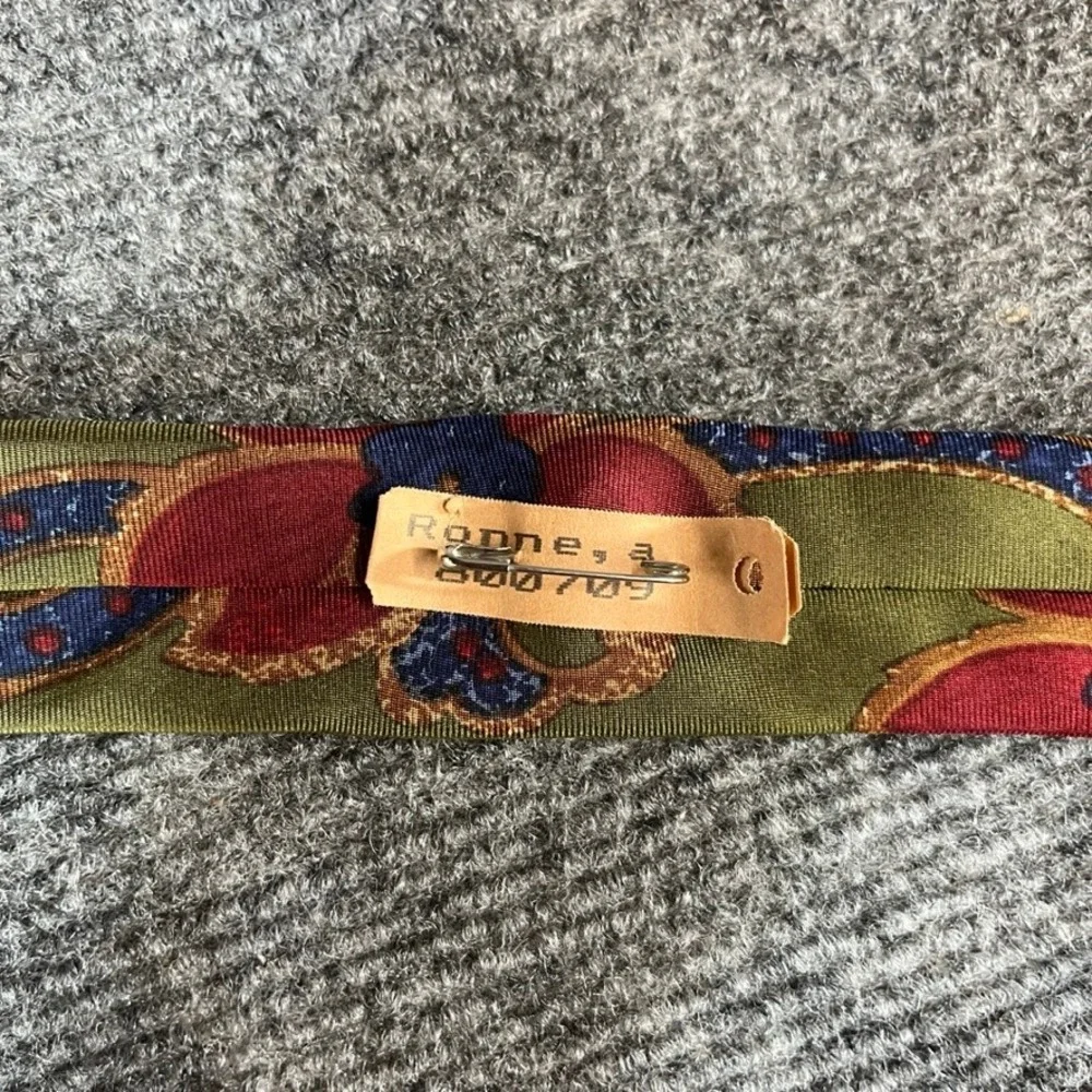 Strathmore Anderson-Little Olive Green Red Floral Paisley Silk Blend Necktie